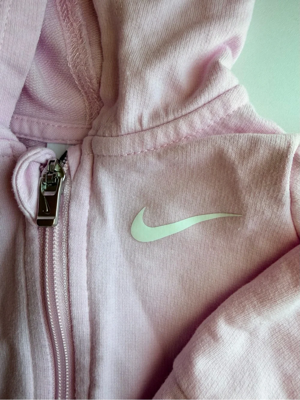 Nike Pink Baby Zip-Up Hooded Size 6 M Romper Like-New